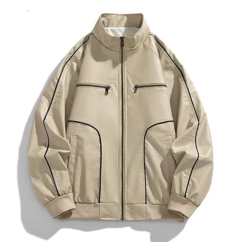 Men Leather Jacket Fashion Casual Faux Leather Coats Men Motorcycle Jackets Stand Collar Pu Fall Winter Outerwear Mens Clothing Top XJ250818