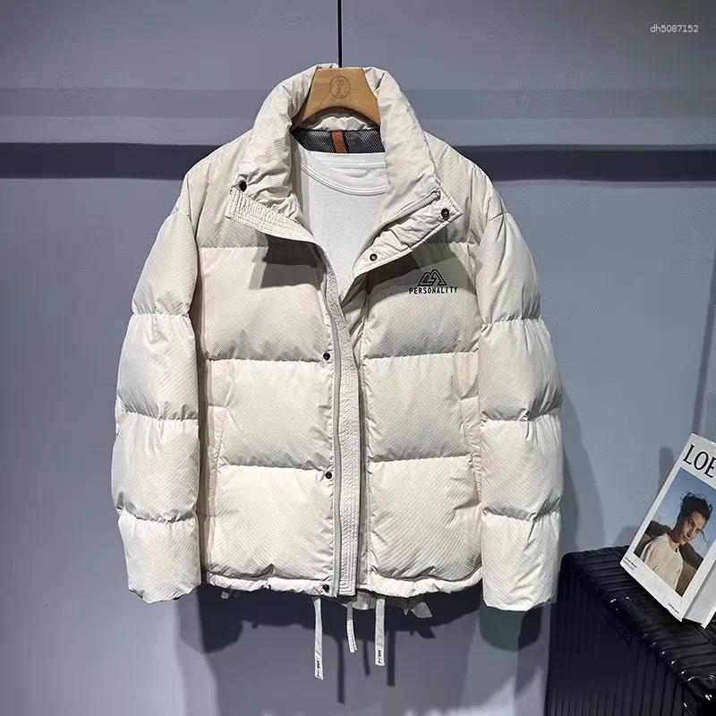 Men's Down Men Jacket Hip Hop Color Blocked Puffer Outwear Coats Harajuku Streetwear Loose Warm White Duck Parkas Man