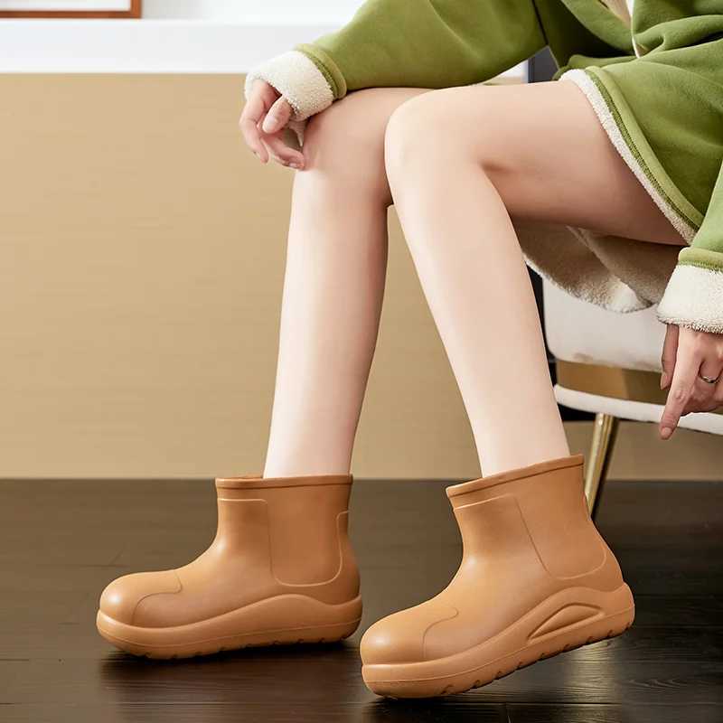 Women Waterproof Boots New Style Elastic Mouth Ankle Boots Mid Top Rain Shoes Non-Slip Outdoor Indoor Chelsea Water Boot WomanXJ250818