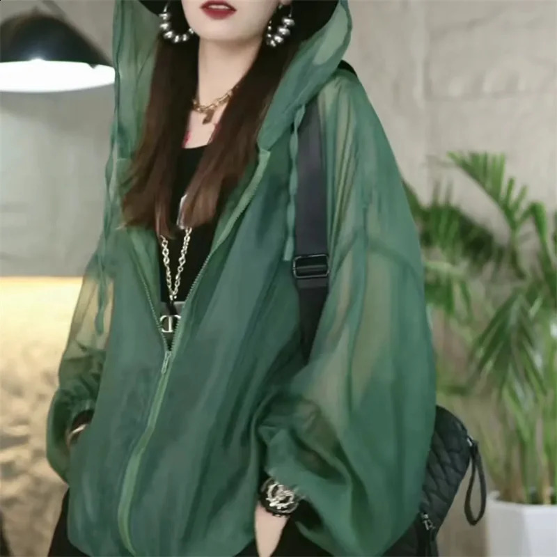 Cordon à capuche n été sunprotectrice femme décontractée couleur couleur colorie forte veste respirante
