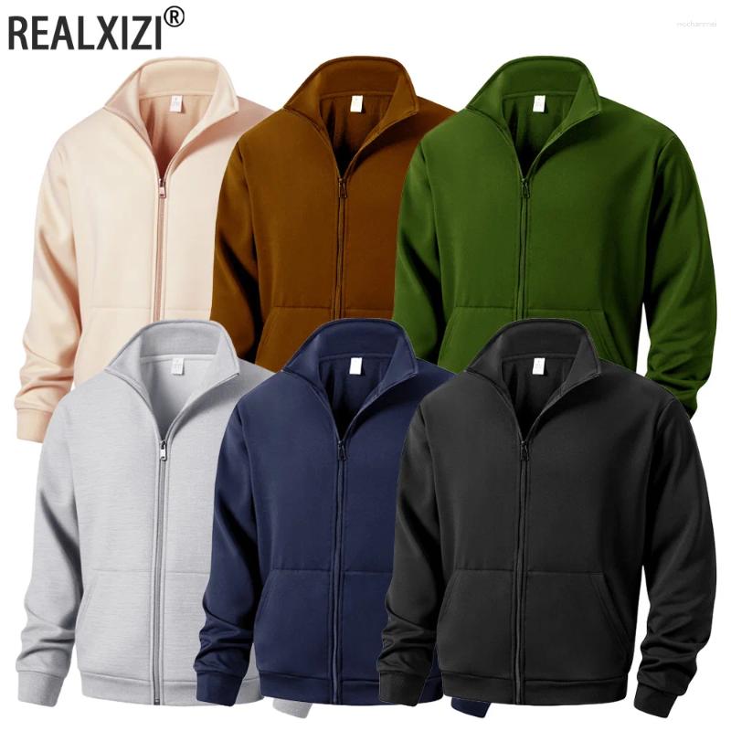 Men's Jackets Casual Zipper Jacket Coats Solid Color Autumn Hoodie Coat Outdoor Sports Long Sleeve Warm Cardigan Baseball Streetwear