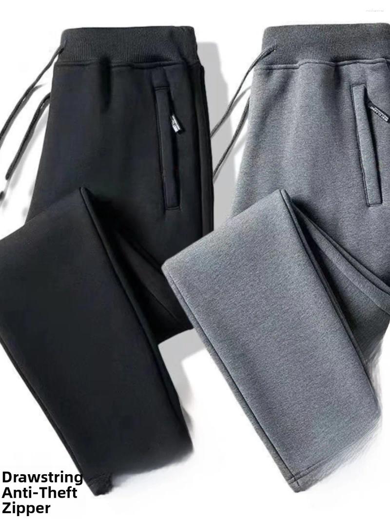 Men's Pants Winter Thiened Fce Casual Loose Fit Youth Large Size Warmth Preservation Sport Long Trousers Turn-down Cuffs