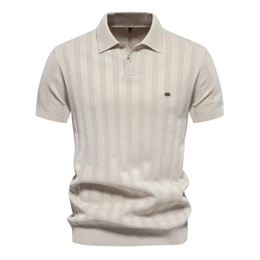 spring and summer crossborder European size mens knitted polo sweater short sleeve collar Tshirt top 250801