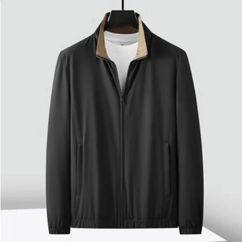 Fall Winter Mens Highend business reversible knitted wool basic autumn zipper stand up collar casual jacket 250815