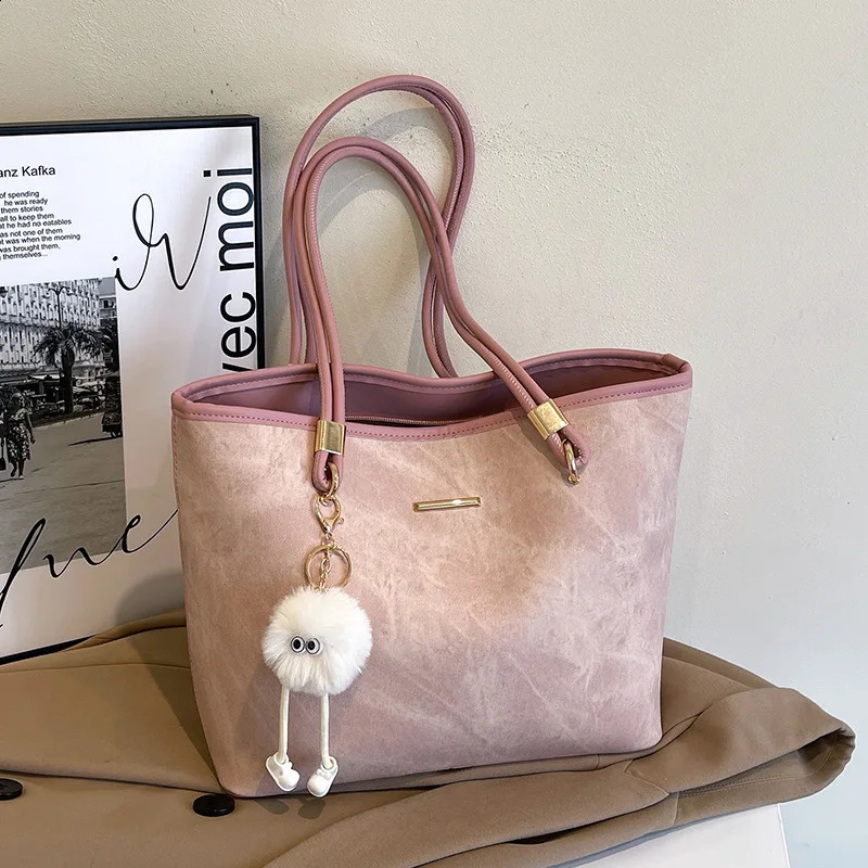 Minimalist Large Capacity Tote Bag Womens Student Shoulder Bag Versatile Everyday Purse 250809