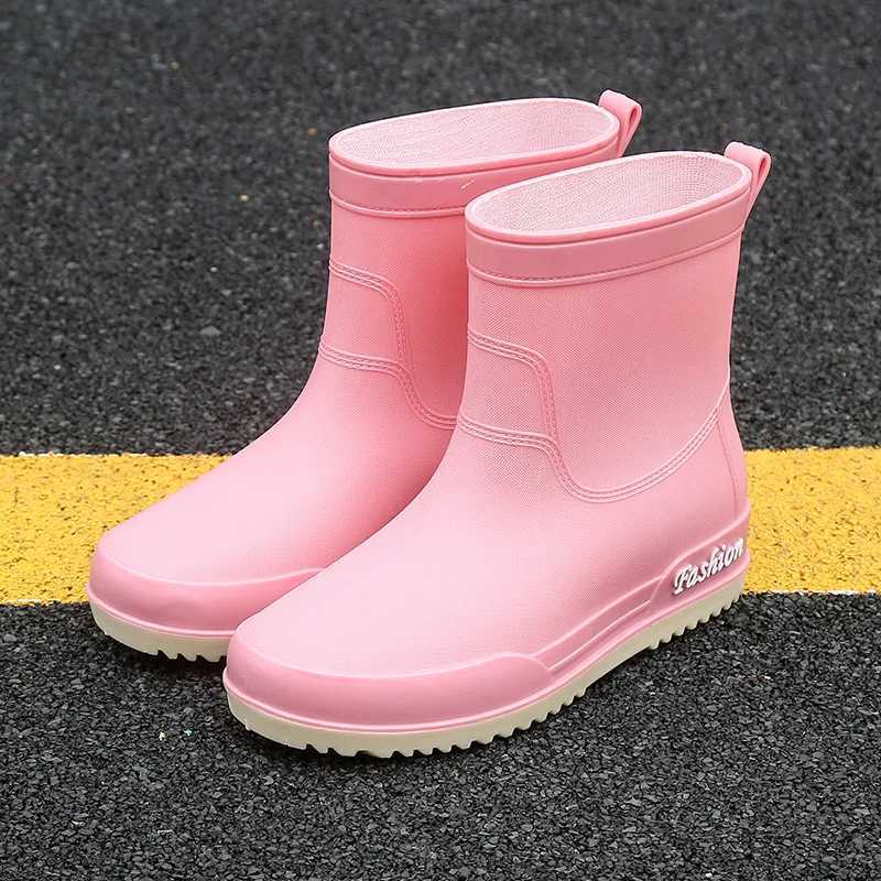 Waterproof Rain Boots for Girls Women Work Shoes N Slip Anti-Slip Water Shoes Pink PVC Boots Size 36-40XJ250818