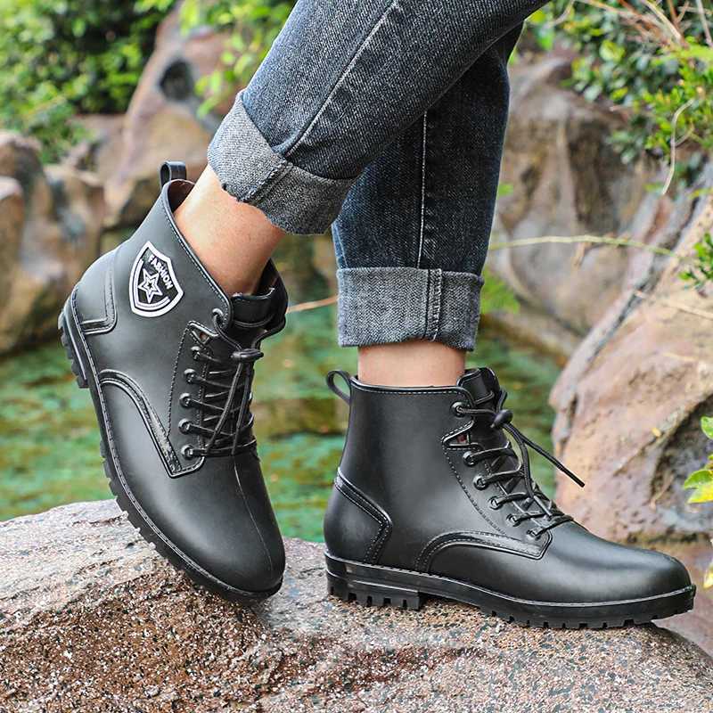 100% Chaussures en caoutchouc Nouvelles bottes de pluie pour hommes n-slip à tube court de pêche à l'usure Kihen Bottes de pluie chaussures imper