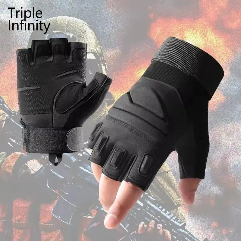 Mens and Womens Half Finger Tactical Gloves Protective Military Training Outdoor Breathable Antislip Camping Cycling 250815