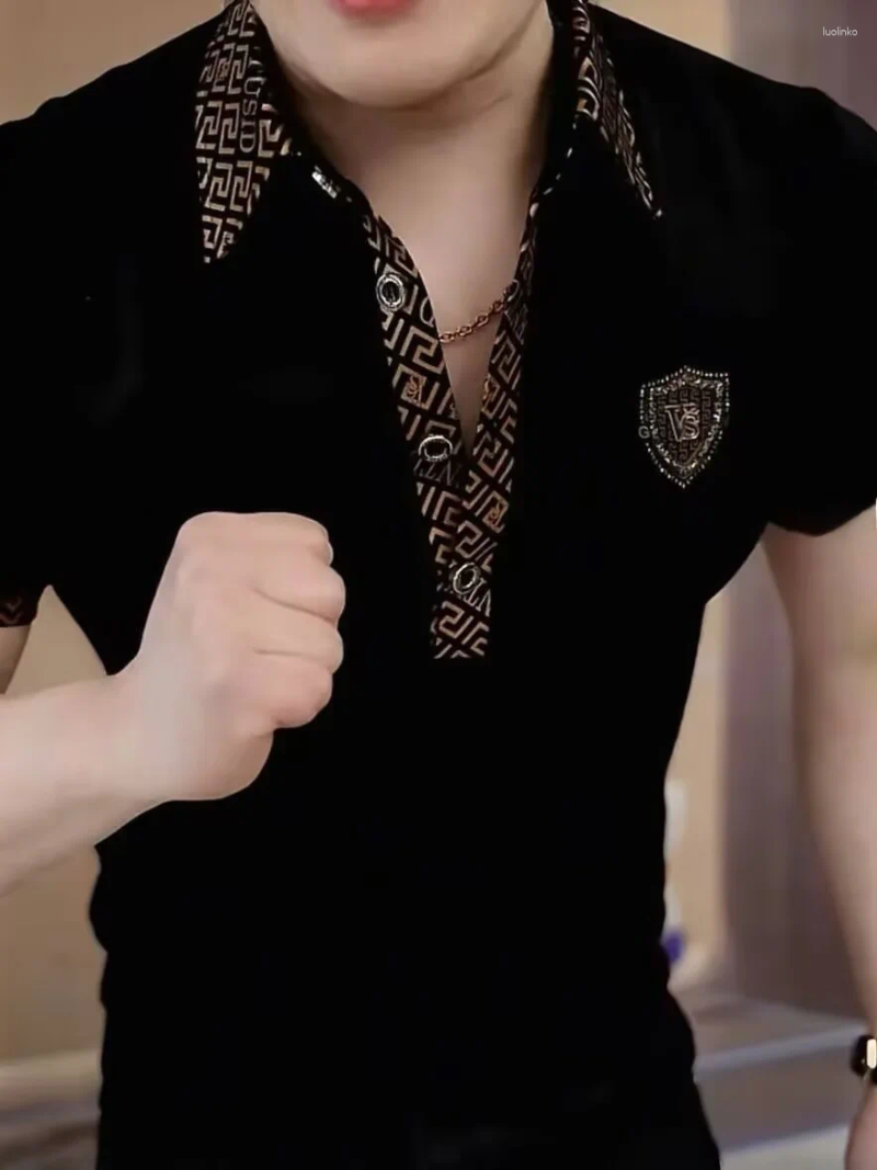 Men's Polos High-End Summer 2025 Faionable Ort Sve Irt Casual Busin Turn-down Collar Top Trendy Lightweight
