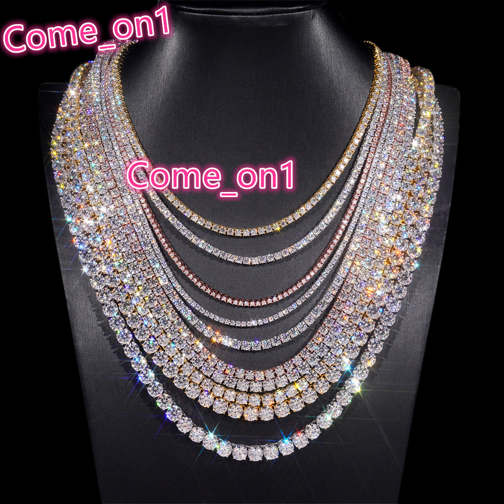 Prix d'usine en gros 3 mm-6 mm Hip Hop Iced Out Jewelry Lab Grown Moisanite Diamond Bijoux Chain de tennis Collier
