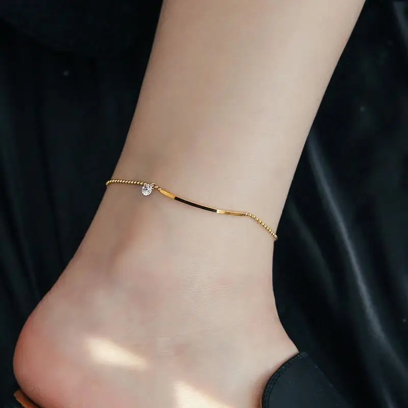 Selling Smiling Style Zircon Trendy Womens 18K Gold Plated Anklet 250815