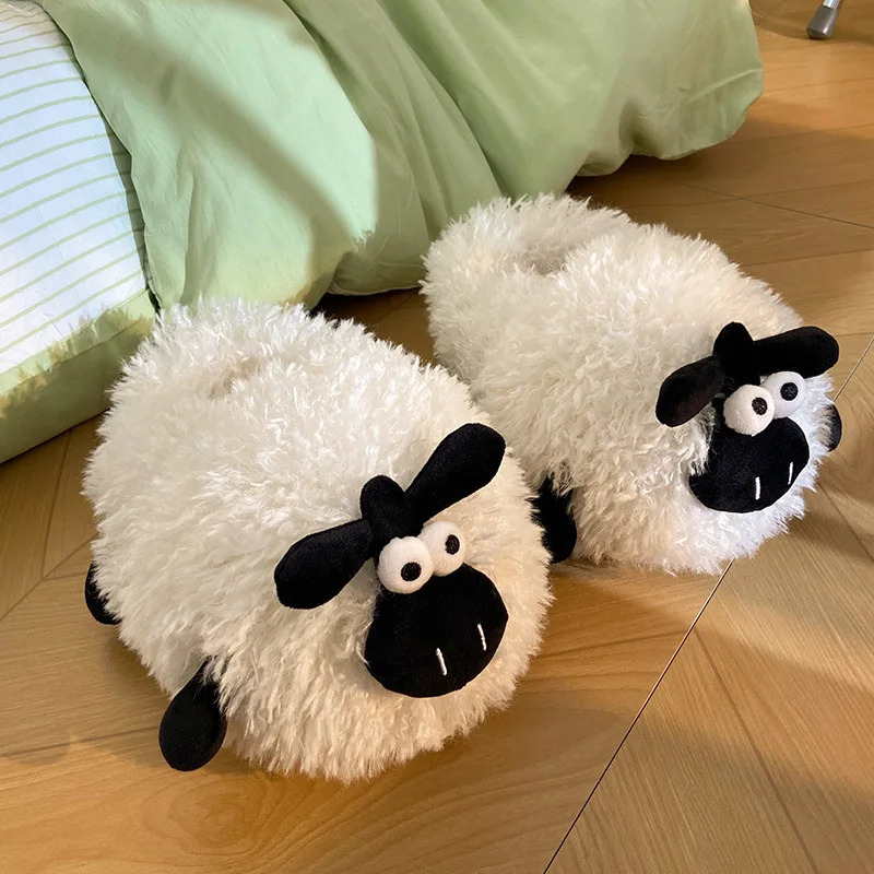 Fluffy Adult Slip On Slipper With Sheep Women Men Home Scuff Shoes Winter Warm Heel Plush Slipper Lamb Slipper Unisex 250814
