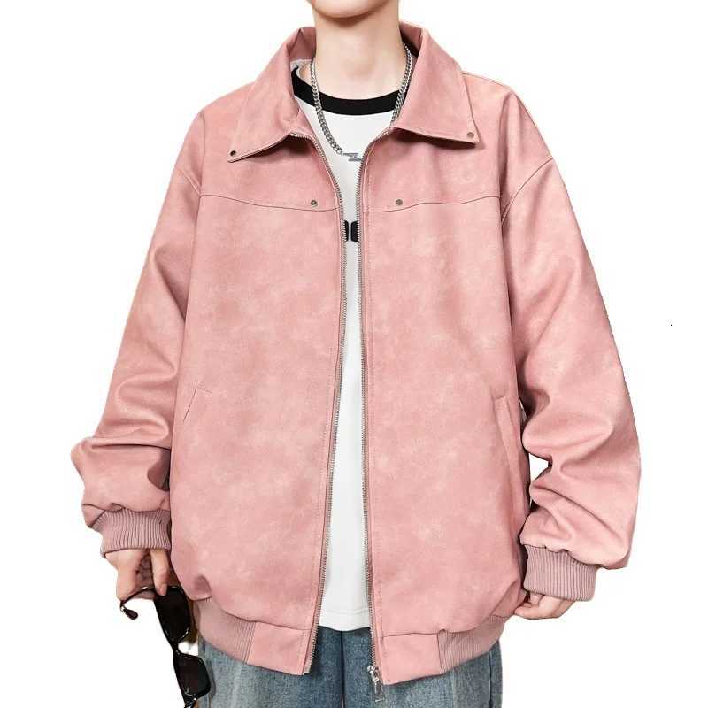 Mens Faux Leather Jacket Spring and Autumn Fashion Solid Color Lapel Motorcycle Jacket Mature Handsome Mens Casual Wind Coat XJ250818