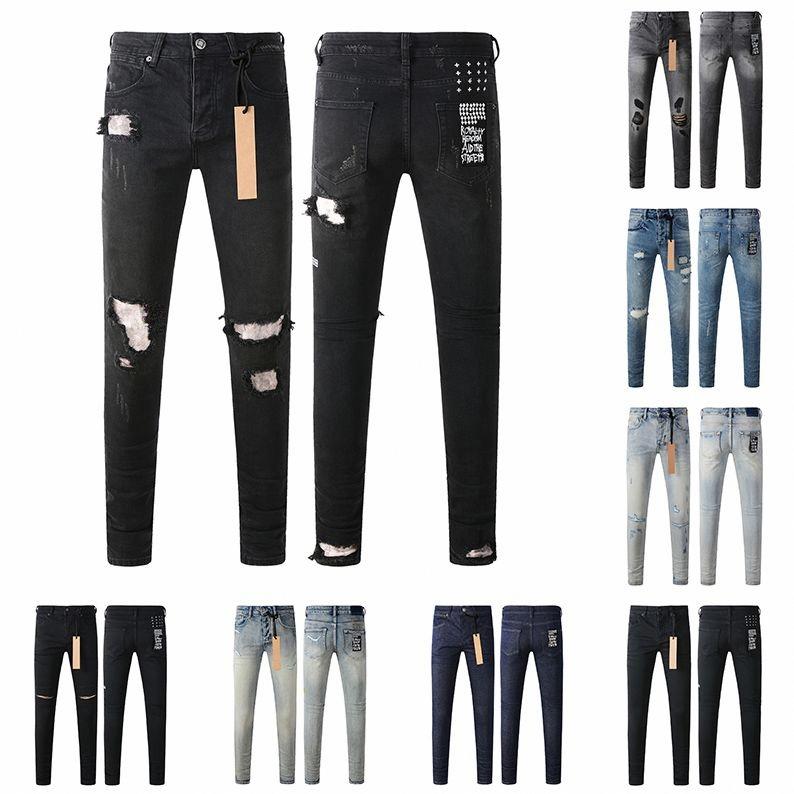 Jeans en denim en détresse élégant pour hommes avec des détails RIP - Pantalon de mode mince
