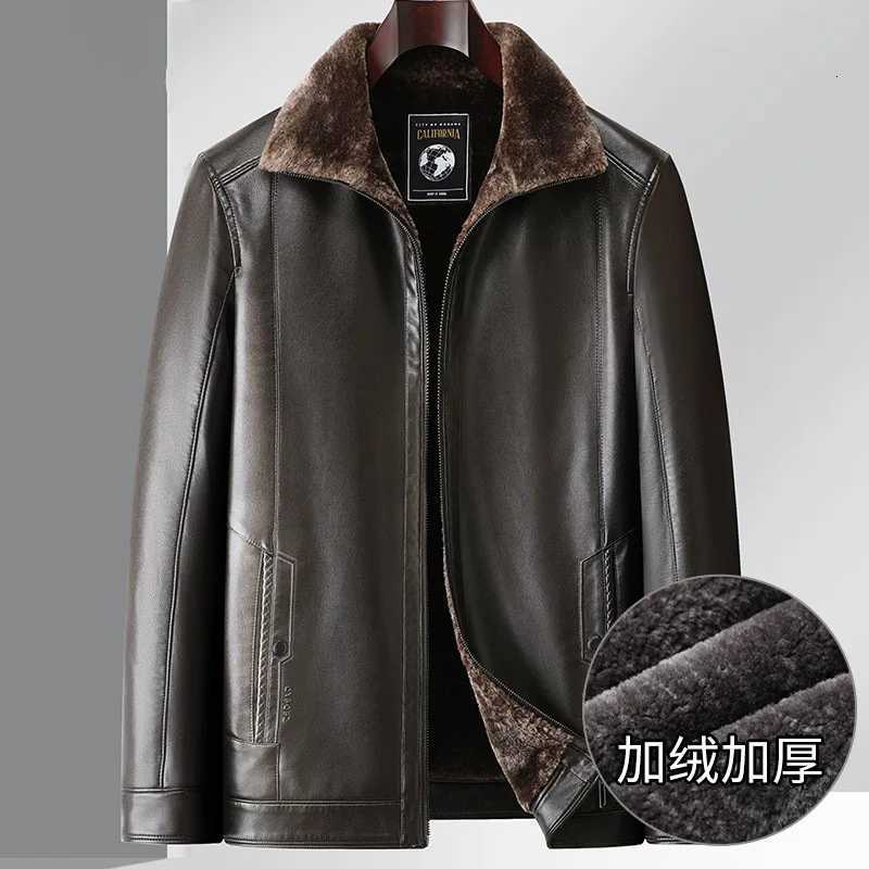 Nouvelle arrivée Fashion Super Large Collier de fourrure Veste en cuir Men Men d'hiver Cas décontracté avec peluche plus taille xl 2xl 3xl 4xl 5x