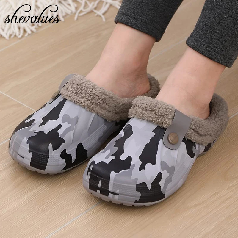 Shevalues Planchez des bouchons de fourrure pour femmes pour femmes hommes pantoufles à fourrure molle douce Chaussures de jardin imperméables