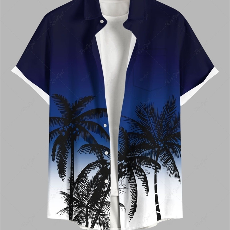 Summer Plus Size Mens Shirts 3D Print Hawaiian Button Up Beach Vacation Short Sleeve Shirt Casual For Men y250804