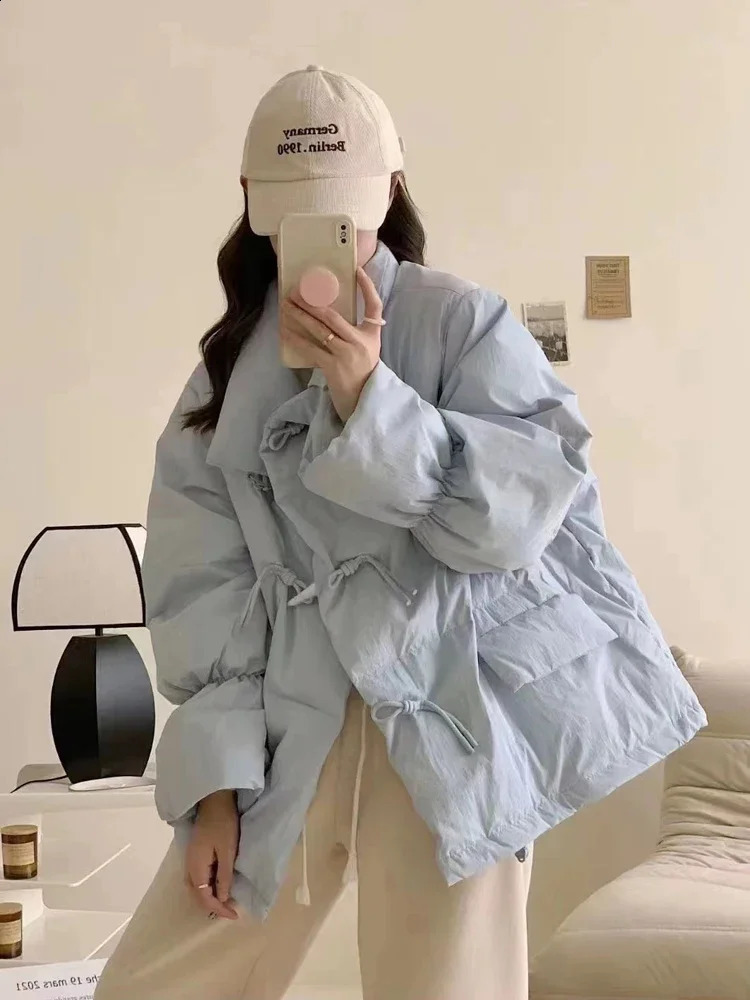 Korean Style Pink Down Jacket Women Coat Winter Clothes Fashion Loose Thick Warm Horn Button Short Quilted Coat Women Tops 250815
