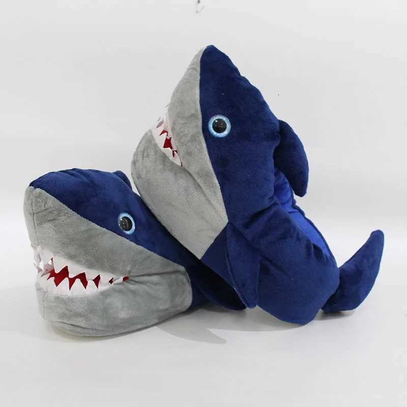 Mignon carton shark Plus pour les hommes wen doux drôle, il se trouve des chaussures de sol chaud d'hiver en intérieur y250818