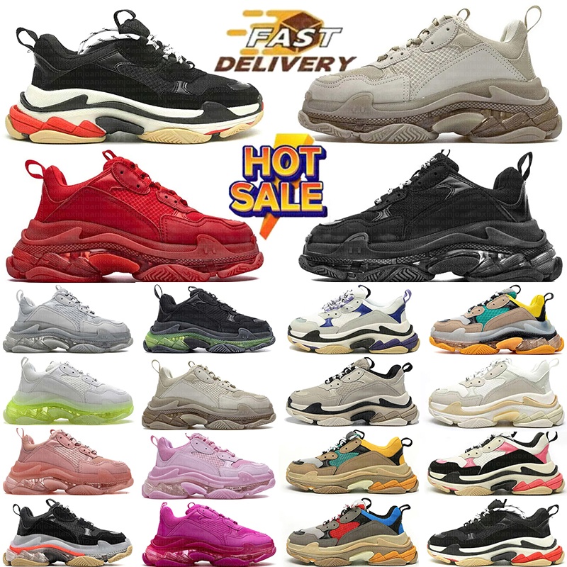 With box Designer Shoes Men Women Platform Sneakers triple mens Black white Green Red yellow colors trainers Tennis Casual Shoes Free shipping