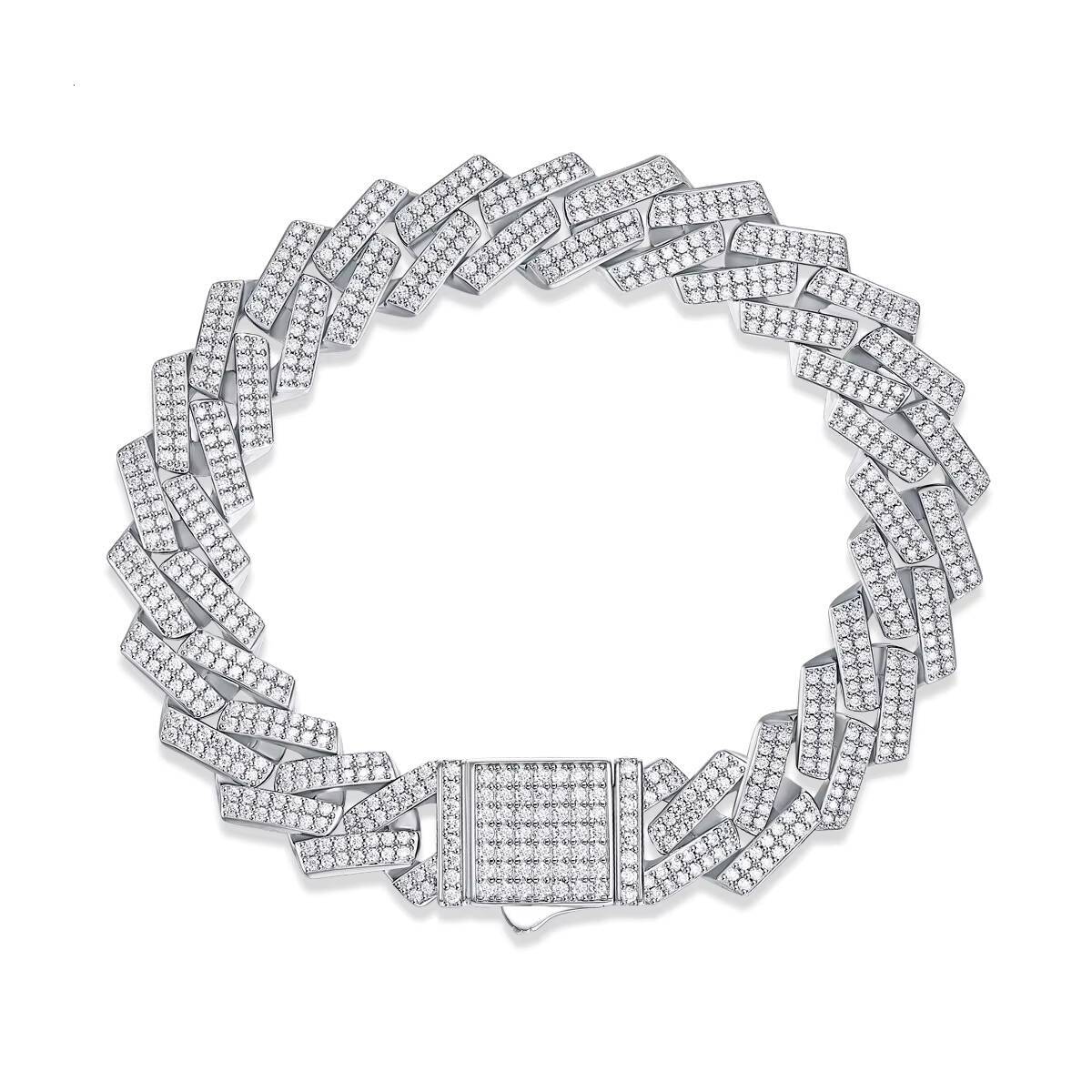 14mm Moissanite Cuban Link S Sier D Color VVS Gold Plated Iced Out Hip Hop Jewelry for Men Trendy Bracelet