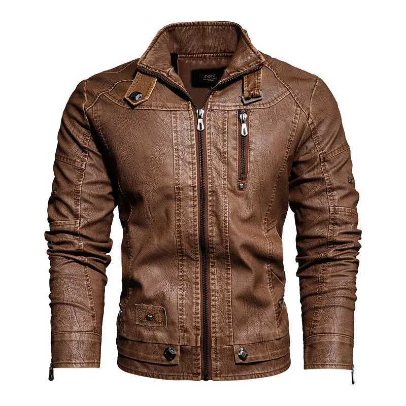 Tendance des hommes de haute qualité Brand Netwand Cuir Veste Male Color Business Collar Pu En cuir Vestes Blazers à manches longues XJ250818