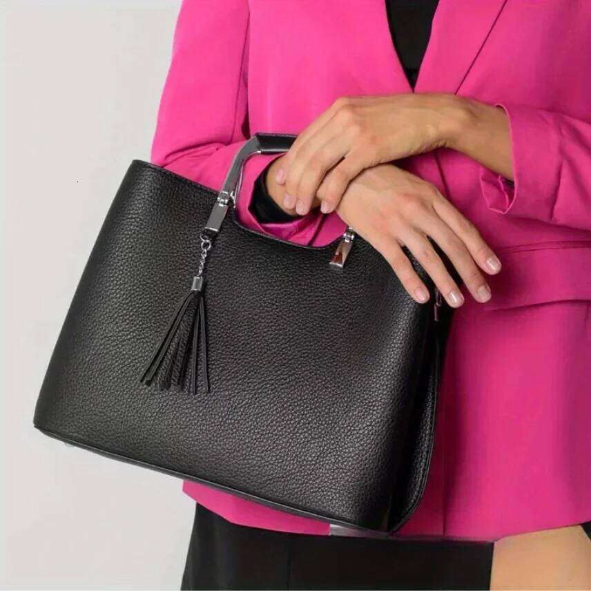 Designer Bags Ladies' Fashionable Soft Vegan Leather Tote With Large Capacity Retro Lychee Pattern Shoulder Bag Luxury Bag