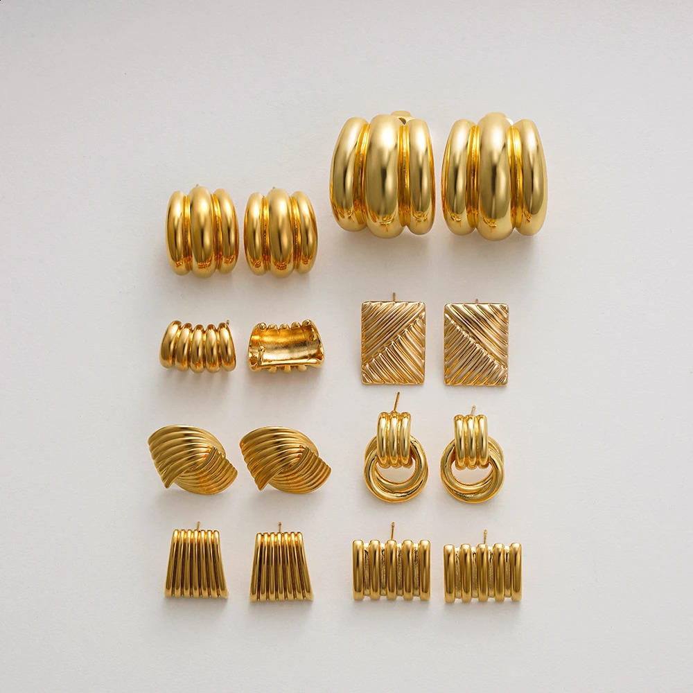 Boucles d'oreilles à étalons à la rouille à réduction de la forme de Rust Piège à l'or 18 car