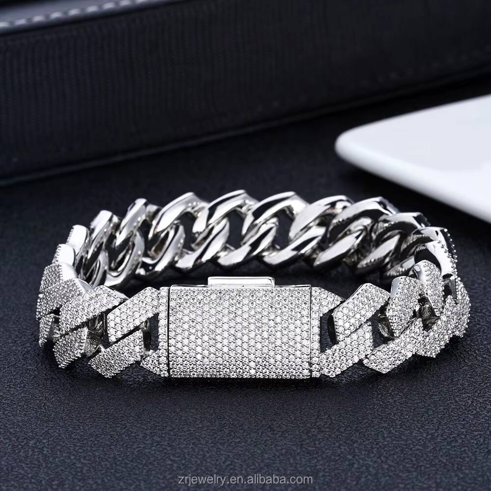 Factory Hiphop Chain S Iced Out Bracelet Vvs Gra Certified Moissanite Cuban Link