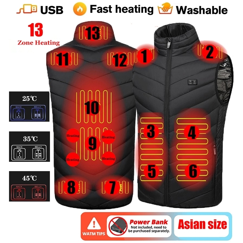 Multi-zone Usb Heated Jacket Sleevelese Fast Self Heated Vest Men Winter Hunting Verwarmde Bodywarmer Electric Vest 250815
