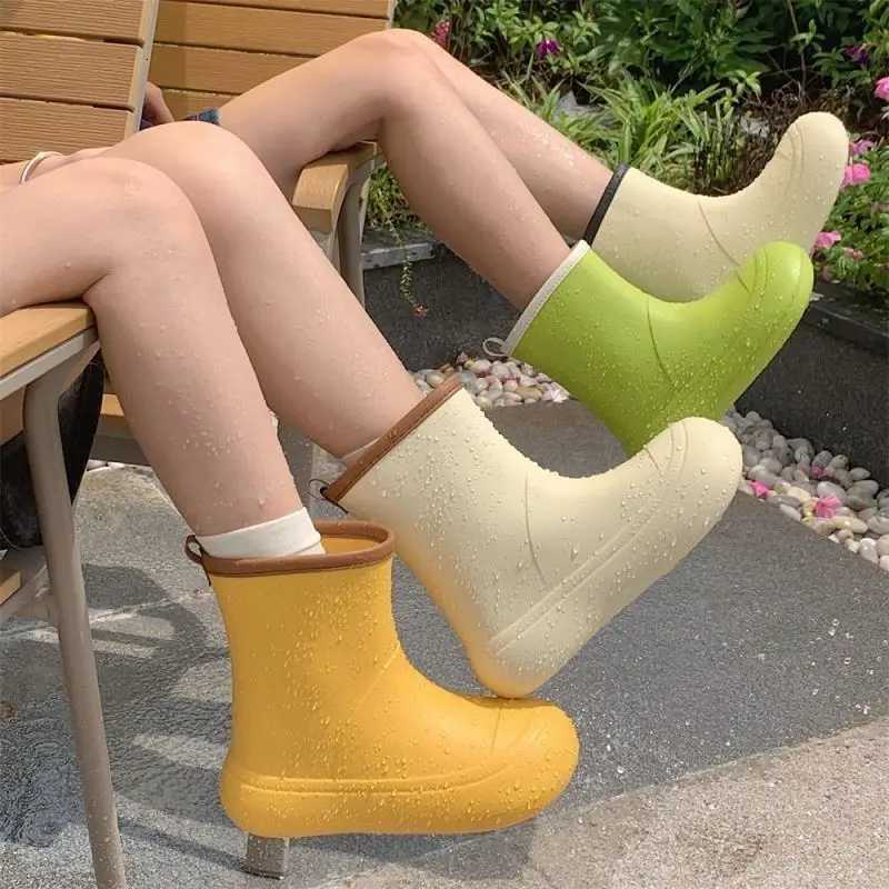 Faiable Korean Sle Contrast Color Rain Boots Womens Thin Striped Outdoor Waterproof Slip-Resistant Summer Parent-Child... XJ250818