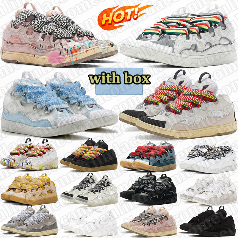 with box curb sneakers men women designer casual shoes luxury platform trainers outdoor durable shoe mens stylish footwear daily outfit black red