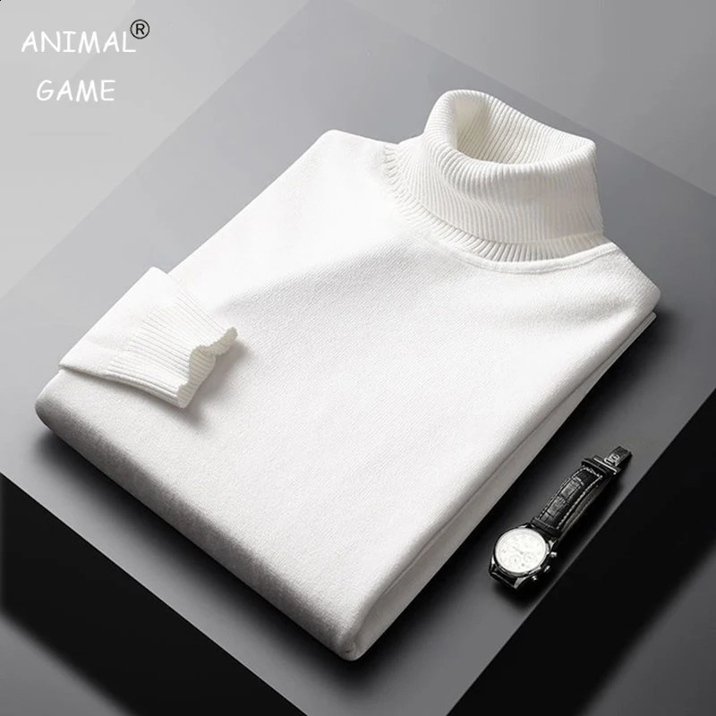 Autumn Arrival Casual Turtleneck Sweater Men Solid Color Long Sleeve Pullovers 250801