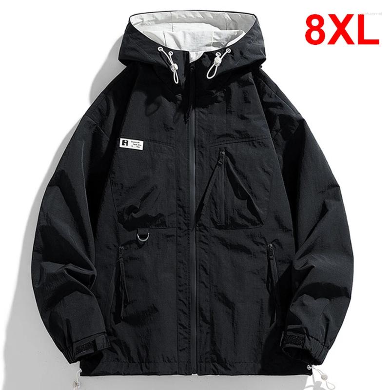 Vestes pour hommes 8xl Plus tailleur de vent veste de cargaison de cargaison à capuche masculine de couleur causale masculine camping