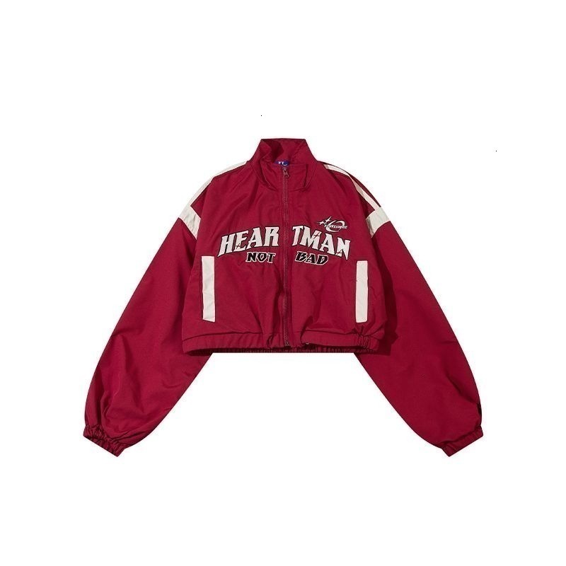 American Retro Spice Girls Short Trench Coat Women Y2K High Waist Motorcycle Wind Red Street Baseball Uniform w250815