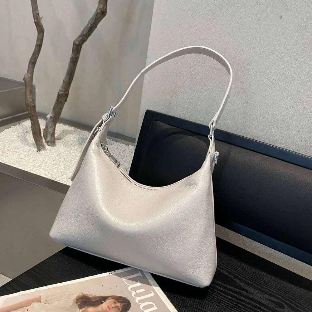 New Women S Natural Full Grain Leather Underarm Crossbody Bag Minimalist Versatile For Commute Casual