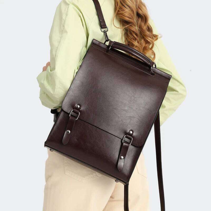 Burminsa Vintage Cowhide Genuine Leather Backpack For Women 2024 Trend Designer Travel School A4 Work Female Shoulder Bags 20250818