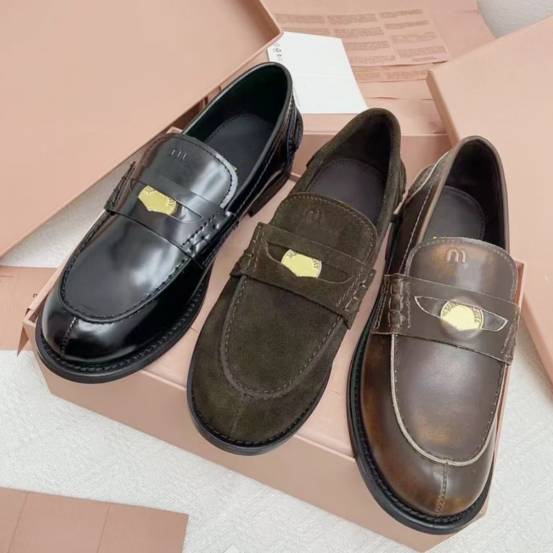 Womens Loafers wed Dress Shoe Designer platform Shoe high quality Sneaker Luxury wedge Business golden leather Casual girl Shoe blazer walk Chunky o