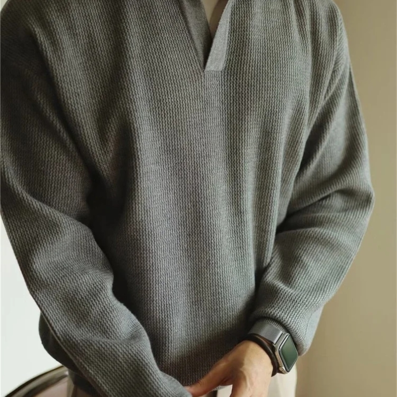 Fall Casual Sweater Mens Knitted Polo Shirts Long Sleeve Turndown Collar Jumper Tops Men Vintage Knitwear Solid Color 250801