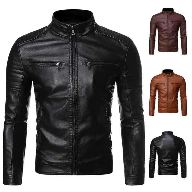 Automne Nouveau homme en cuir Mabinet Zipper coréen Fashion Le cuir mouton Men de mouton Veste en cuir Casual Fit Slim Baseball Clothing XJ250818