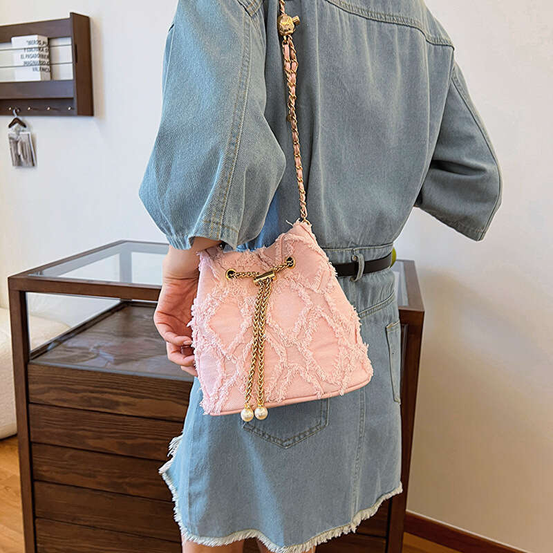 Stylish Dia Grid Mini Bucket Bag For Women