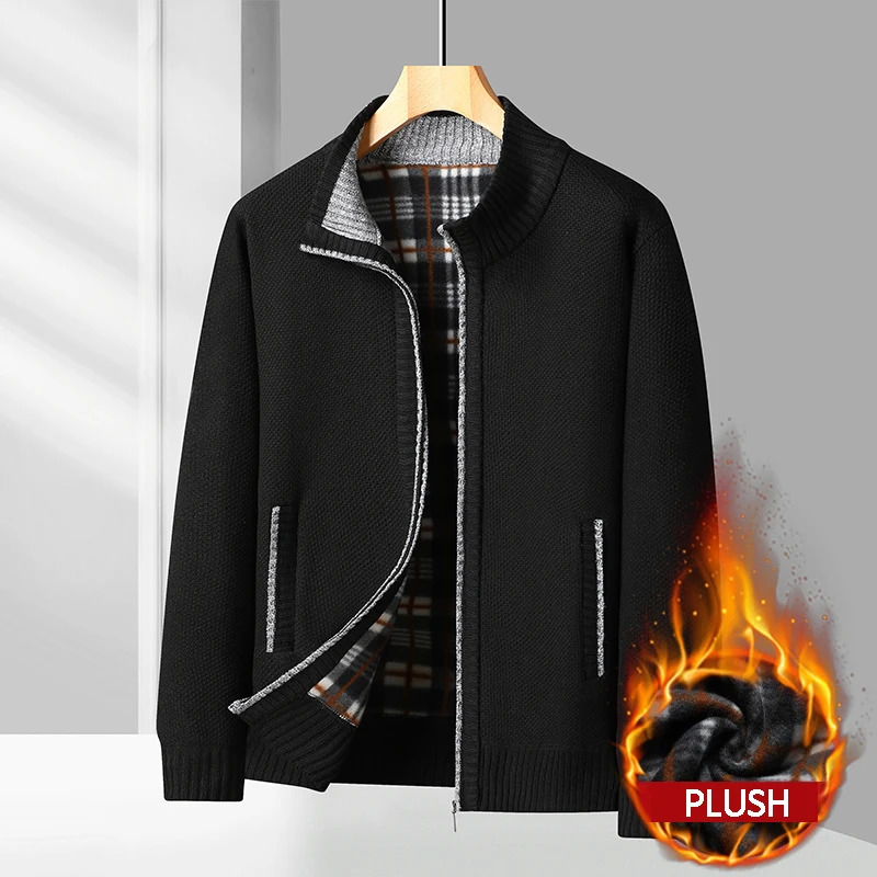 Vêtements d'hiver hommes femmes veste cardigan peluche entier pull de zip de suppression collier collier mode masculin chaud porteur 250818