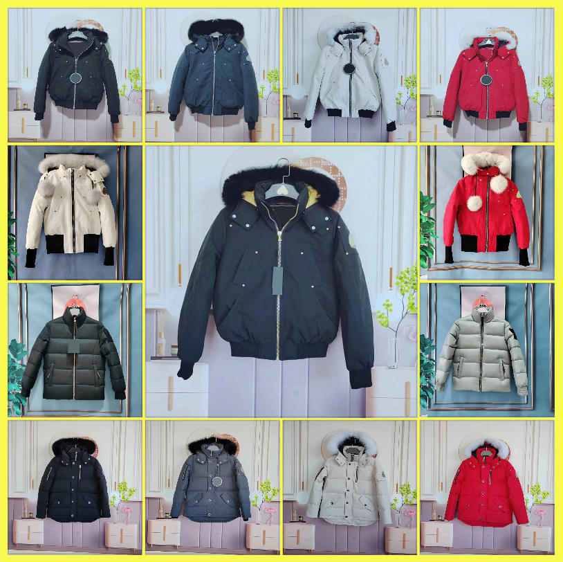 Doudoune Designer homme col de fourrure parka veste d'orignal hiver rétro manteau à glissière décontracté garder au chaud veste bouffante femme v
