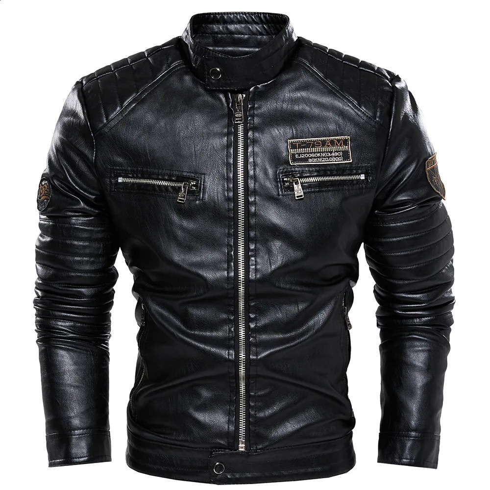 Men Outerwear Leather Moto Jacket Trend Mens Clothing Men Fashion Leather Jacket Streetwear Blazer Casual Jackets 250818