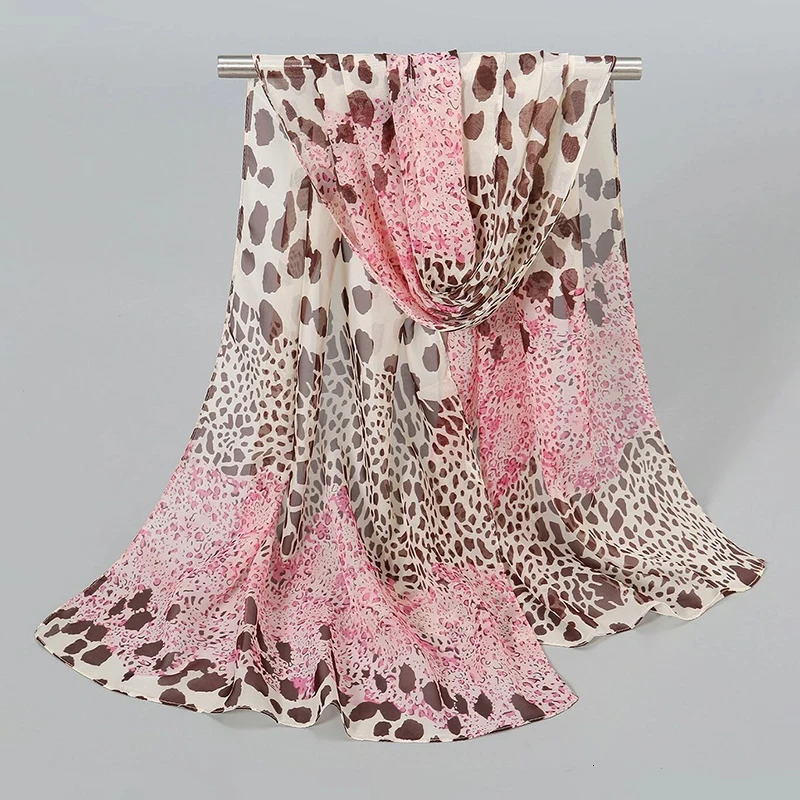 Leopard Print Patchwork Chiffon Scarf Female Spring and Summer Sunscreen Women Shawl Ventilate Wrap Scarves 250812