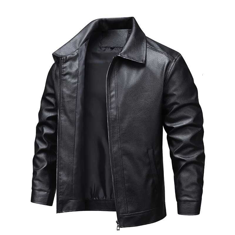 Cool Oversized Short Black Soft Pu Leather Jacket Men Zipper Vintage Turn Down Collar Clothes Men Spring Autumn Leather Jacket XJ250818