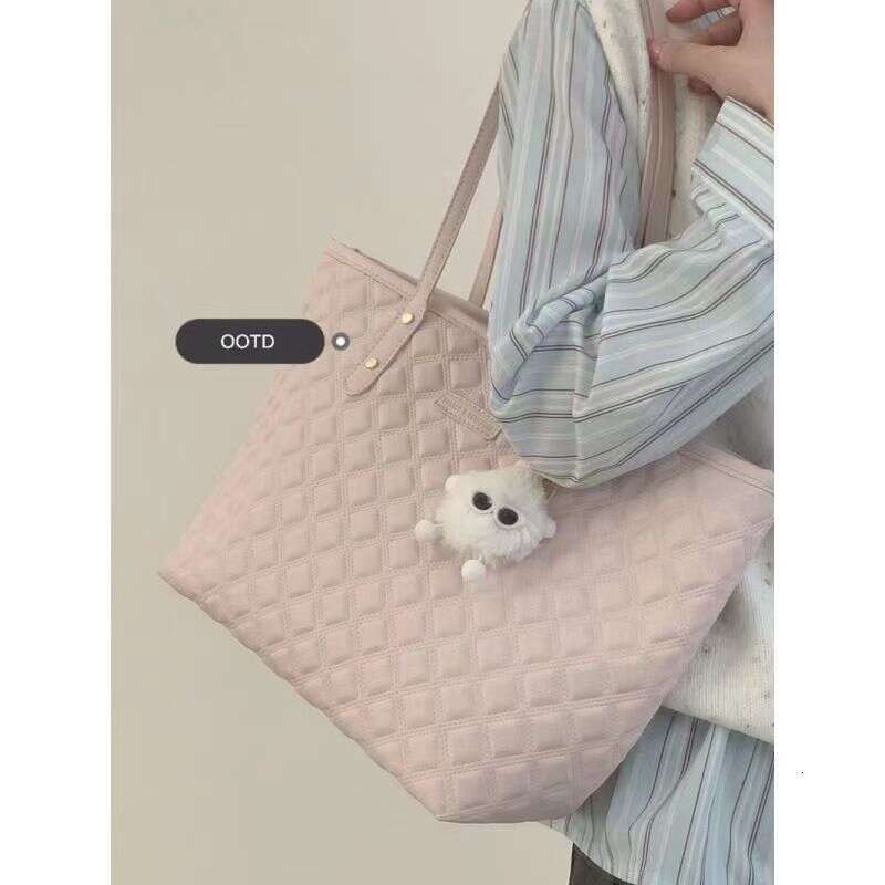Pink dia tote for women 2024 new college student class large capacity commuting versatile hand-held shoulder bag