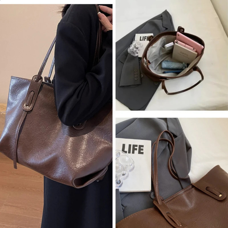 Large Capacity Womens Tote Bag Winter Fashion Trend Leather Shoulder Bags Office Handbag Fashion Lady Bags 250809