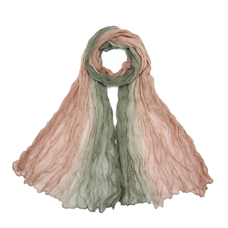 Écharpe froissée froissée pour les femmes étudiants filles mince patchwork coton voile foulard à tricot doux châle féminin châles 2550812