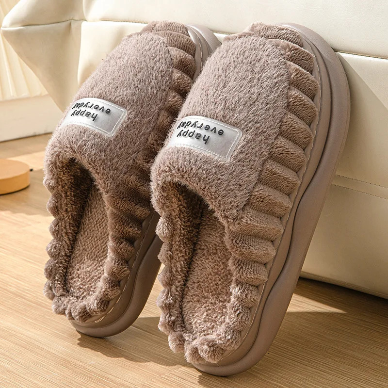 EVA Soft Sole Fluffy Slippers Women Winter Thick Warm Fur Anti-Slip Comfortable In Door Fashion 250814
